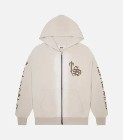 Felpa con cappuccio Trapstar Script Spray Sand
