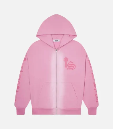 Felpa con cappuccio rosa spray con scritta Trapstar